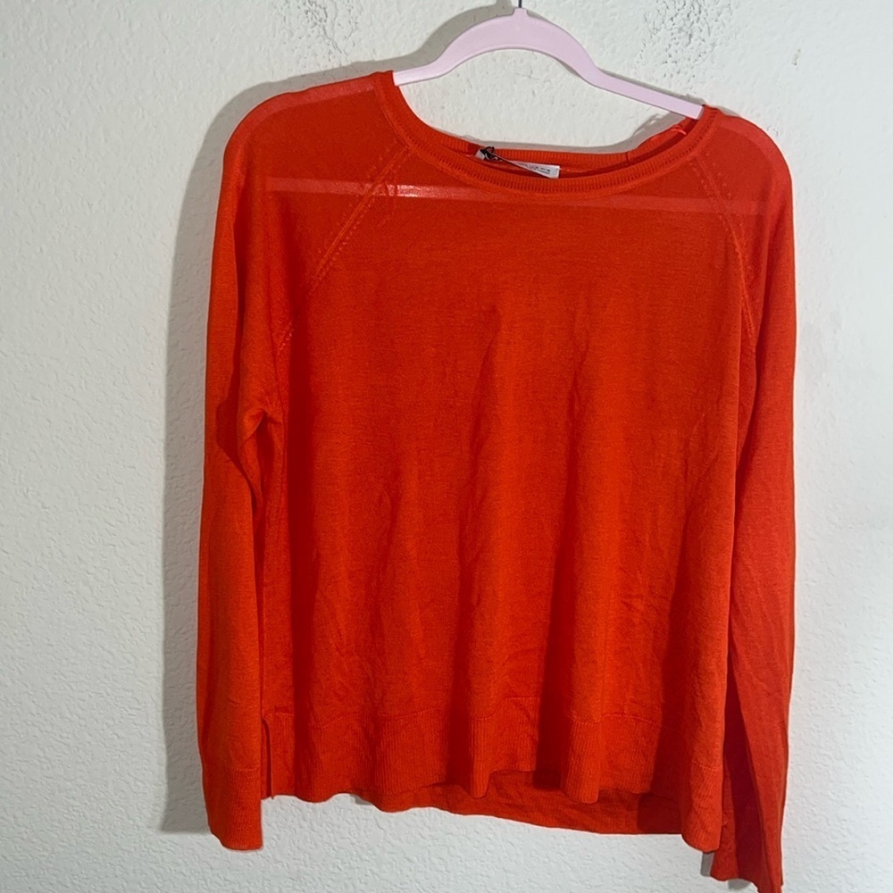 Zara Orange Crew Neck Sweater